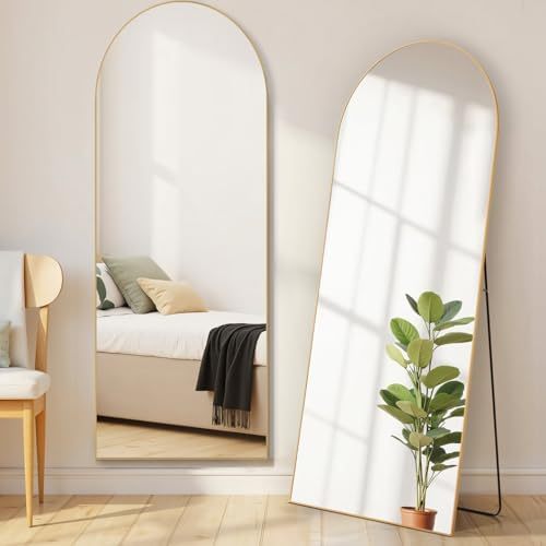 Mirror Full Length, Upgraded 16"x59" Body Wall Mirrors with Shatter-Proof Glass, Floor Standing, Hanging or Leaning, Tall Mirror with Stand Aluminum Alloy Frame for Bedroom Cloakroom