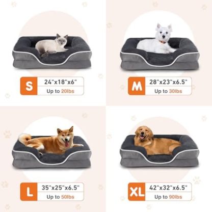 Orthopedic Dog Bed for Small Dogs, Waterproof Memory Foam Pet Beds with Sides, Washable Removable Cover, Non-Slip Base, Egg Crate Foam Couch for Improved Sleep, 24" L x 18" W x 6.5" Th