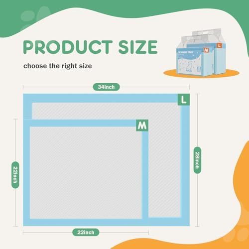 Puppy Pads, Regular Size 22"x22", 50 Count, Pee Pads for Dogs Potty Training, Ultra-Absorbent 6-Layer Leak-Proof, Quick-Dry Surface