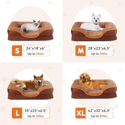 Orthopedic Dog Bed for Small Dogs, Waterproof Memory Foam Pet Beds with Sides, Washable Removable Cover, Non-Slip Base, Egg Crate Foam Couch for Improved Sleep, 24" L x 18" W x 6.5" Th