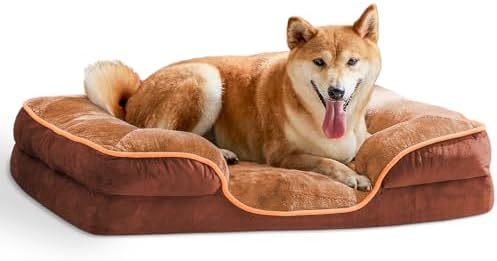 Orthopedic Dog Bed for Small Dogs, Waterproof Memory Foam Pet Beds with Sides, Washable Removable Cover, Non-Slip Base, Egg Crate Foam Couch for Improved Sleep, 24" L x 18" W x 6.5" Th