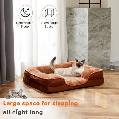 Orthopedic Dog Bed for Small Dogs, Waterproof Memory Foam Pet Beds with Sides, Washable Removable Cover, Non-Slip Base, Egg Crate Foam Couch for Improved Sleep, 24" L x 18" W x 6.5" Th