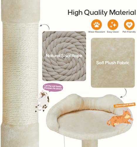 Cat Tree, 54-Inch Cat Tower for Indoor Cats with Sisal Scratching Post, Cat Play House, Large Kitty Condo, Plush Multi-Level with Climbing Ladder