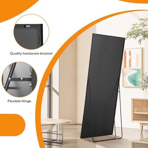 Mirror Full Length, Upgraded 16"x59" Body Wall Mirrors with Shatter-Proof Glass, Floor Standing, Hanging or Leaning, Tall Mirror with Stand Aluminum Alloy Frame for Bedroom Cloakroom
