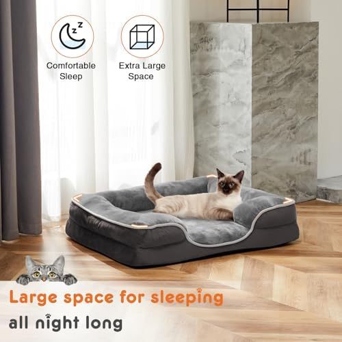 Orthopedic Dog Bed for Small Dogs, Waterproof Memory Foam Pet Beds with Sides, Washable Removable Cover, Non-Slip Base, Egg Crate Foam Couch for Improved Sleep, 24" L x 18" W x 6.5" Th