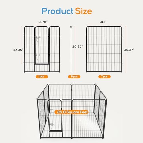 Dog Playpen, Puppy Fence for Yard, Camping, RV, Indoor/Outdoor Use, 40-Inch 16-Panel Exercise Pen for Small/Medium/Large Pets