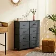 Aidoly Dresser for Bedroom, 8 Storage Drawers, Anti-Tip Fabric Closet Chests Organizer Tower Furniture with Wooden Top Metal Frame for Clothes, Living Room, Hallway, Entryway, Grey