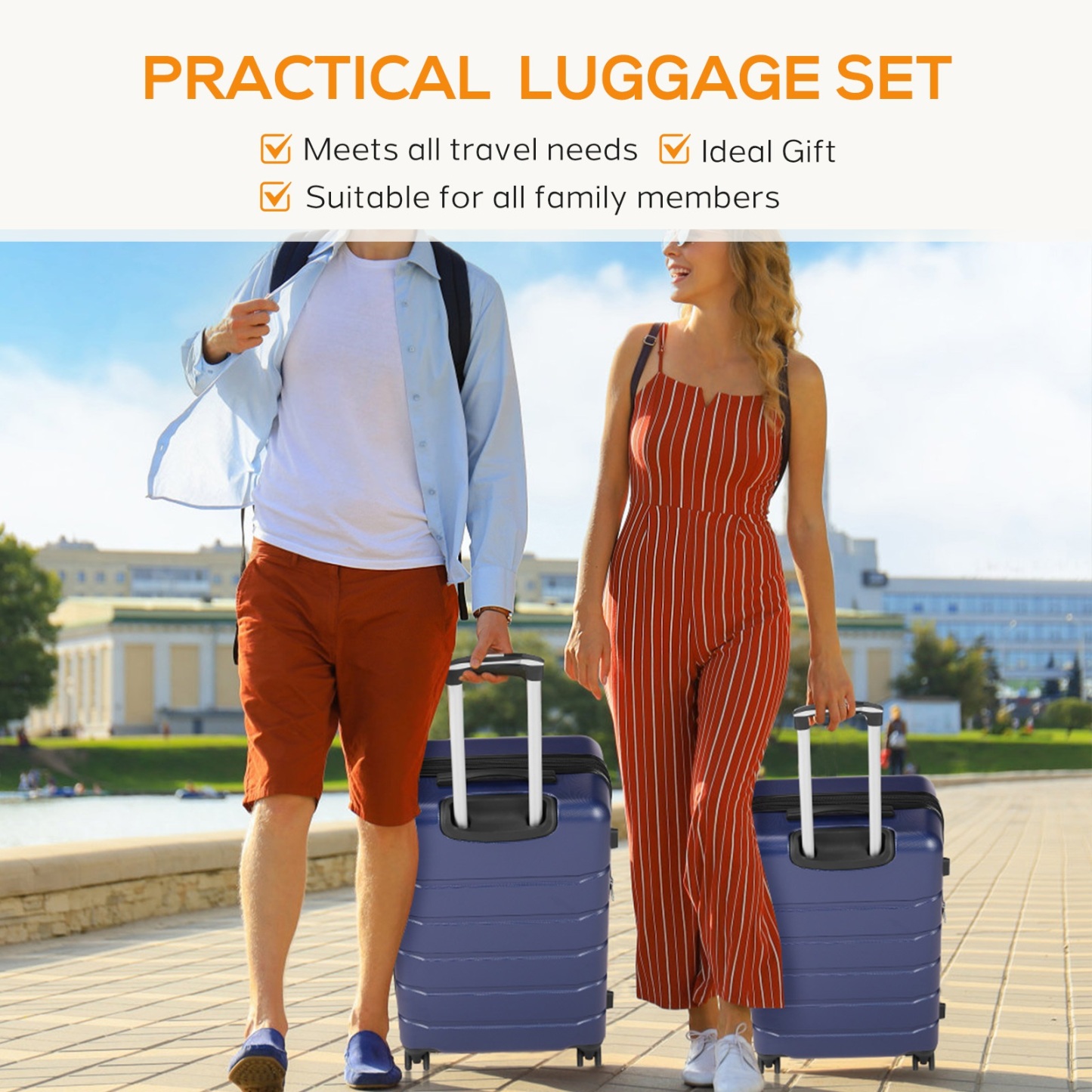 20 Inch Luggage, Hard Shell with Spinner Wheels, TSA Lock, Black