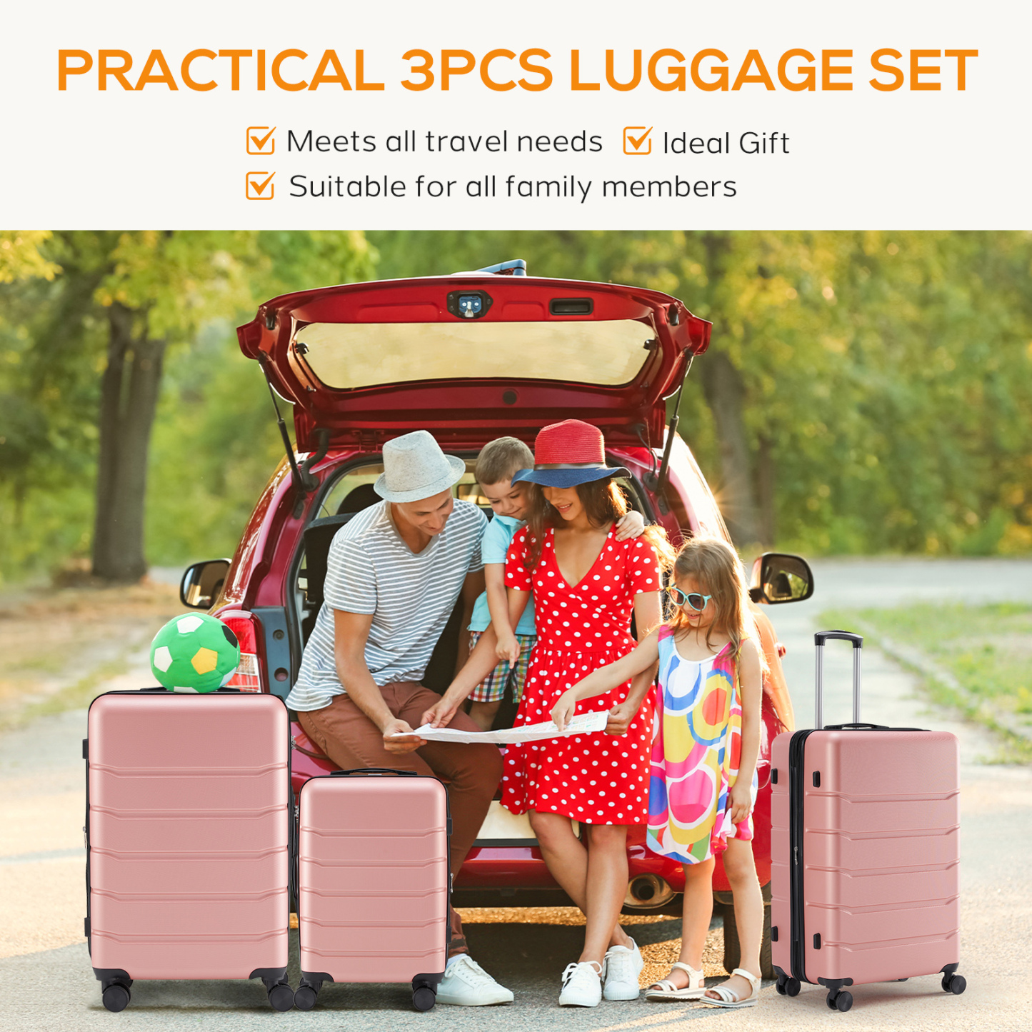 20 Inch Luggage, Hard Shell with Spinner Wheels, TSA Lock, Black