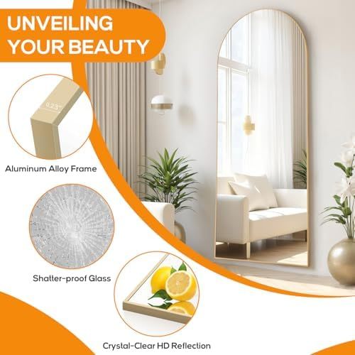 Mirror Full Length, Upgraded 16"x59" Body Wall Mirrors with Shatter-Proof Glass, Floor Standing, Hanging or Leaning, Tall Mirror with Stand Aluminum Alloy Frame for Bedroom Cloakroom