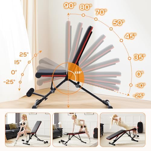 Weight Bench, Adjustable Workout Bench for Home Gym, Foldable Bench Press for Full Body Strength Training, 795LBS Capacity, Incline Decline Sit-Up Benches