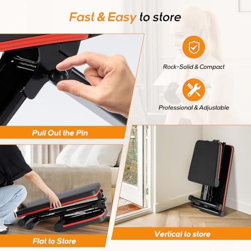 Weight Bench, Adjustable Workout Bench for Home Gym, Foldable Bench Press for Full Body Strength Training, 795LBS Capacity, Incline Decline Sit-Up Benches