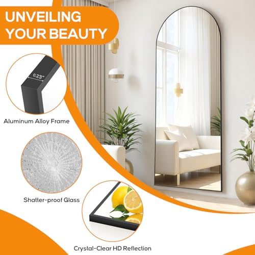 Mirror Full Length, Upgraded 16"x59" Body Wall Mirrors with Shatter-Proof Glass, Floor Standing, Hanging or Leaning, Tall Mirror with Stand Aluminum Alloy Frame for Bedroom Cloakroom
