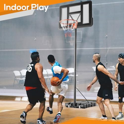 Basketball Hoop Outdoor 4.2-10ft Adjustable Portable Basketball Goal for Kids Youth Adults in Backyard, Driveway, 44 Inch Shatterproof Backboard