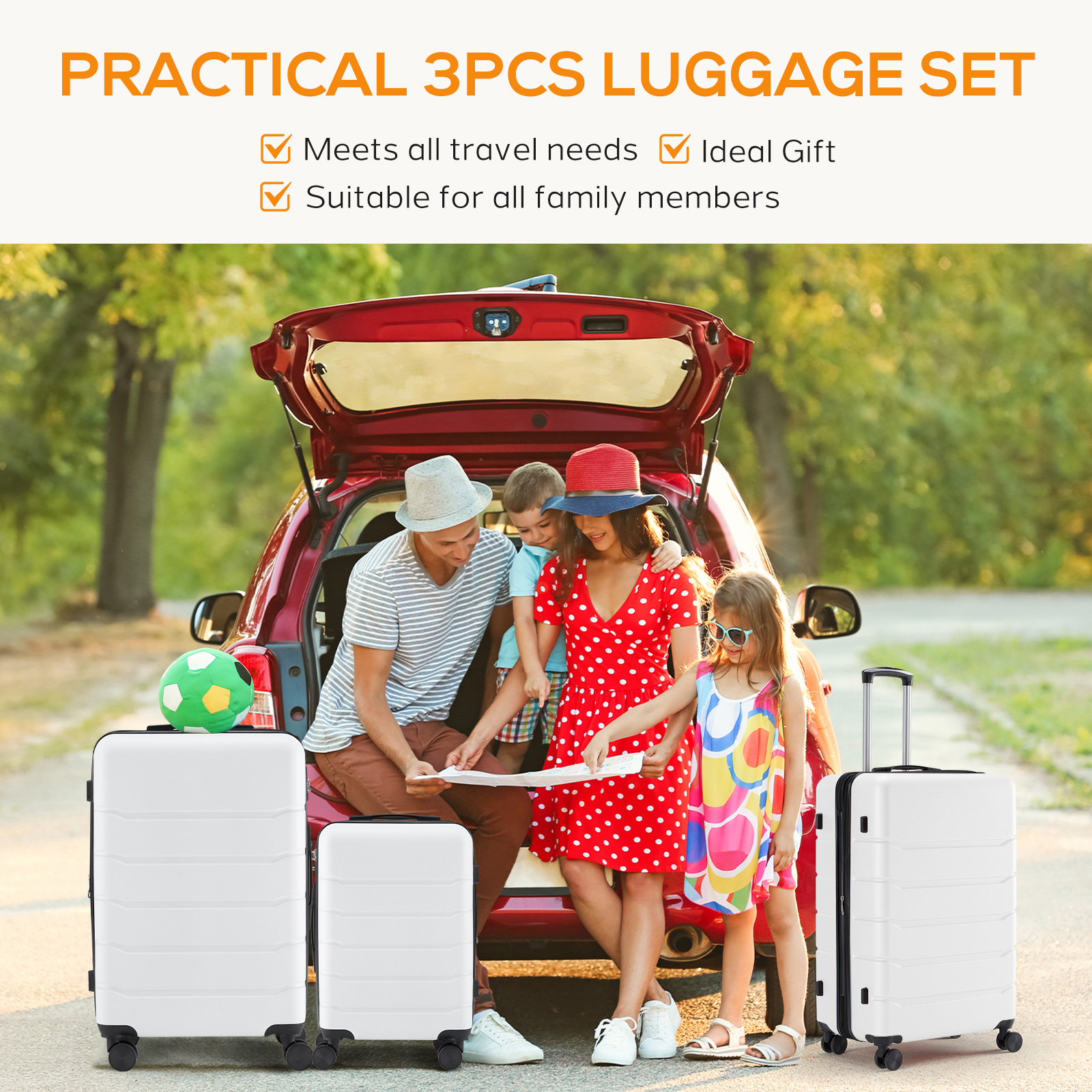 20 Inch Luggage, Hard Shell with Spinner Wheels, TSA Lock, Black