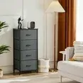 Aidoly Dresser, 4 Storage Drawers, Anti-Tip Fabric Closet Chests Organizer Tower Furniture with Wooden Top, Metal Frame, Grey
