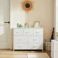 Aidoly Dresser for Bedroom, 7 Storage Drawers, Anti-Tip Wide Fabric Closet Organizer Tower Furniture, Wooden Top with Metal Frame, White
