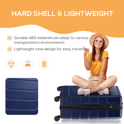 20 Inch Luggage, Hard Shell with Spinner Wheels, TSA Lock, Black