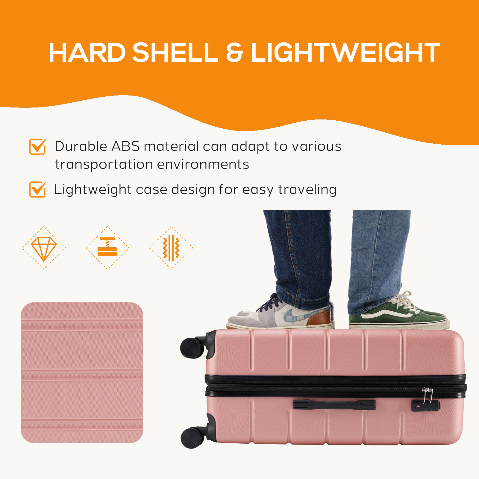 20 Inch Luggage, Hard Shell with Spinner Wheels, TSA Lock, Black