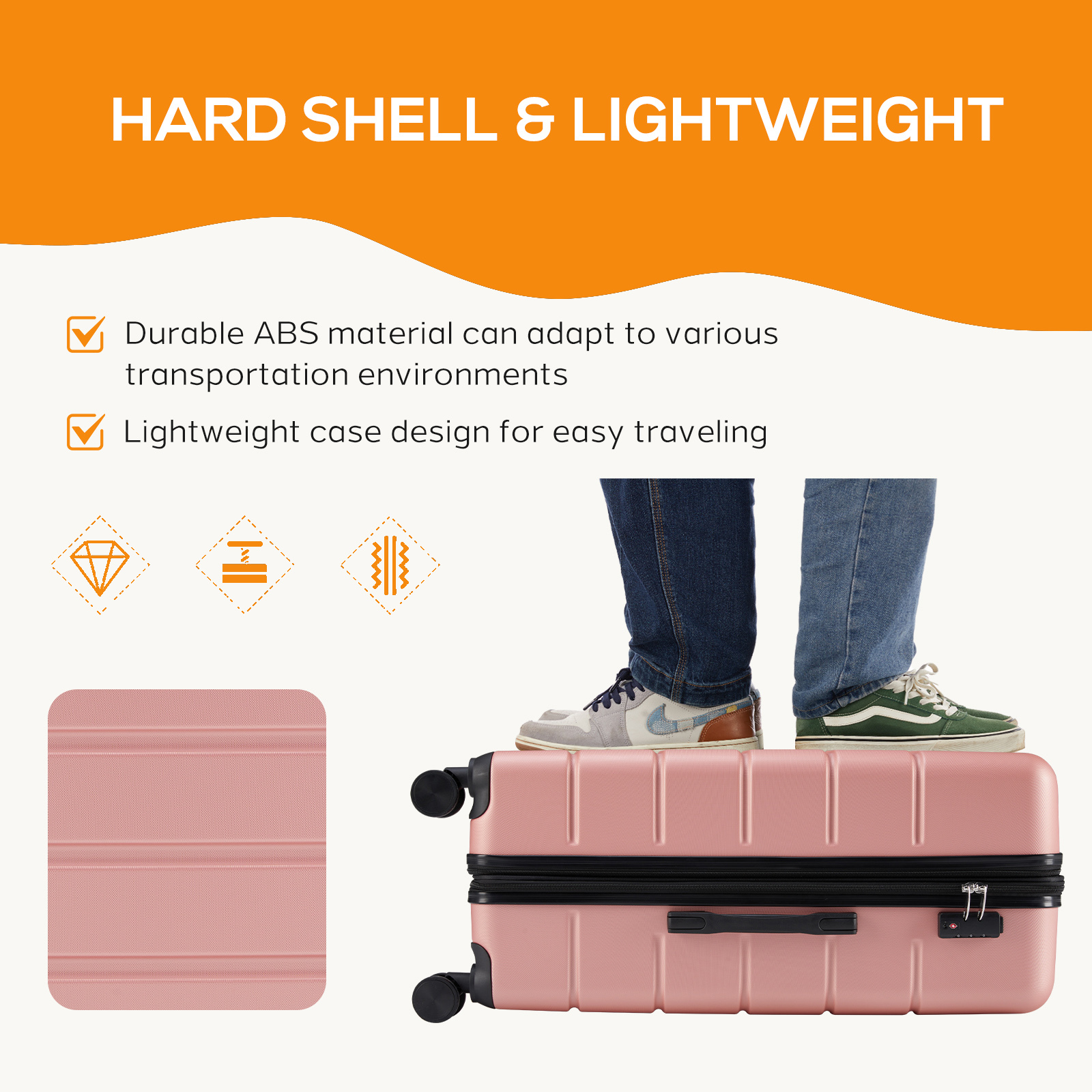 20 Inch Luggage, Hard Shell with Spinner Wheels, TSA Lock, Black