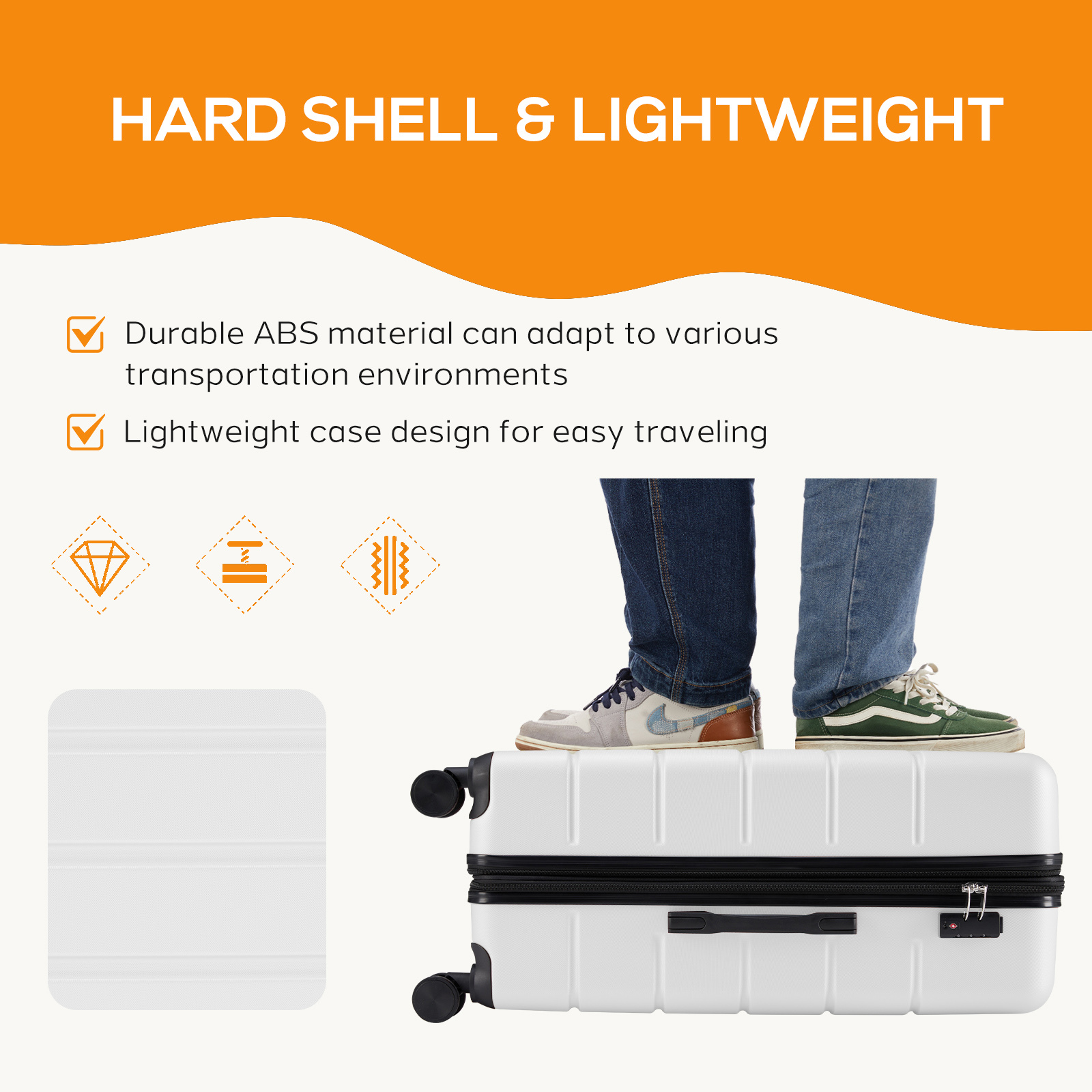 20 Inch Luggage, Hard Shell with Spinner Wheels, TSA Lock, Black