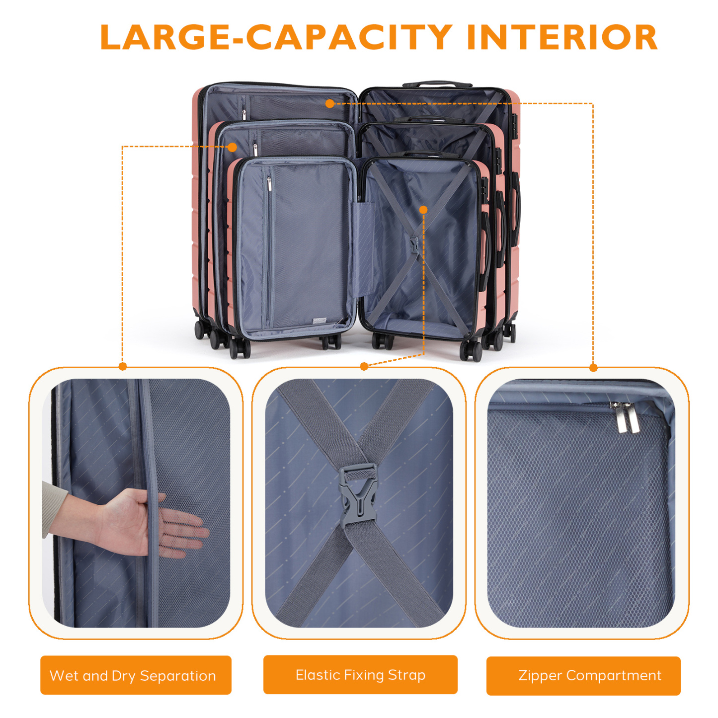 20 Inch Luggage, Hard Shell with Spinner Wheels, TSA Lock, Black