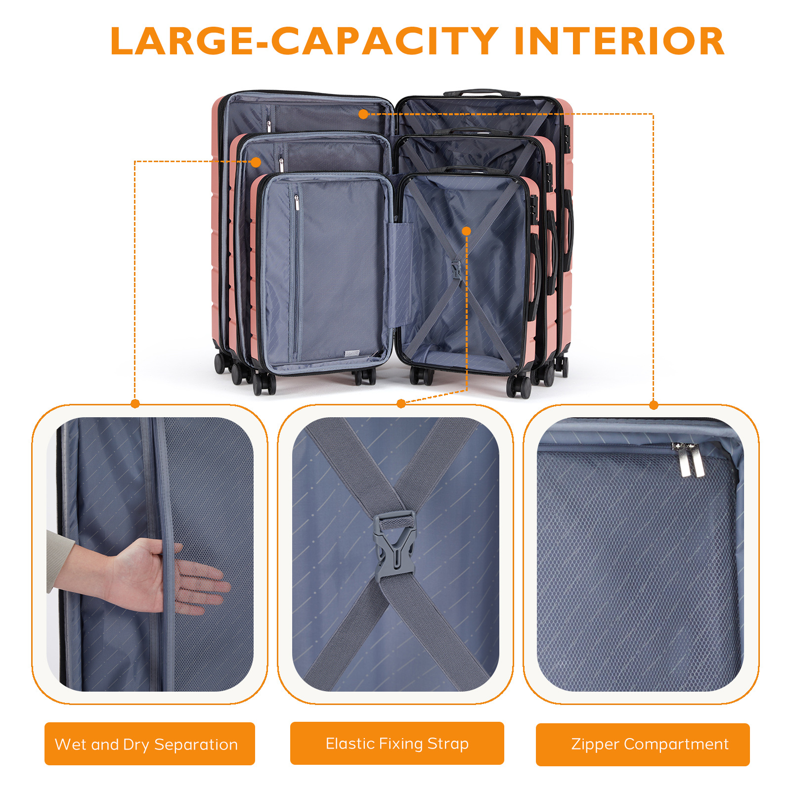 20 Inch Luggage, Hard Shell with Spinner Wheels, TSA Lock, Black