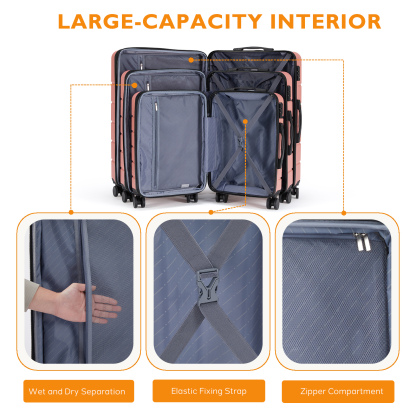 20 Inch Luggage, Hard Shell with Spinner Wheels, TSA Lock, Black