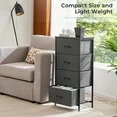 Aidoly Dresser, 4 Storage Drawers, Anti-Tip Fabric Closet Chests Organizer Tower Furniture with Wooden Top, Metal Frame, Grey