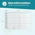 Aidoly Bedroom Dresser, 6 Storage Drawers, Anti-Tip Wide Fabric Closet Chests Organizer Tower Furniture with Wooden Top Metal Frame for Living Room, Hallway, Entryway, White