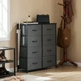 Aidoly Dresser for Bedroom, 8 Storage Drawers, Anti-Tip Fabric Closet Chests Organizer Tower Furniture with Wooden Top Metal Frame for Clothes, Living Room, Hallway, Entryway, Grey
