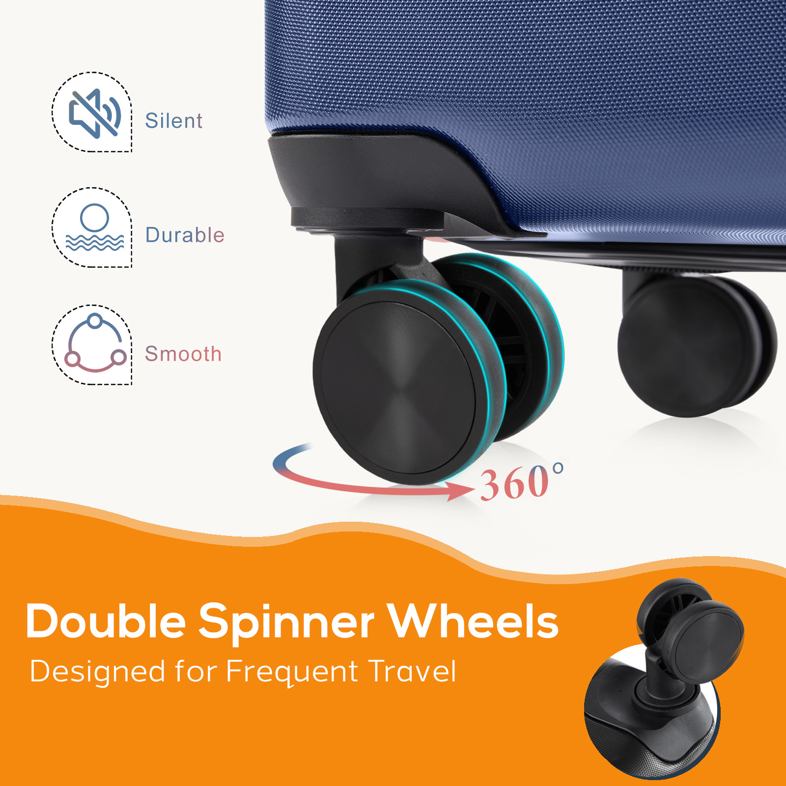 20 Inch Luggage, Hard Shell with Spinner Wheels, TSA Lock, Black