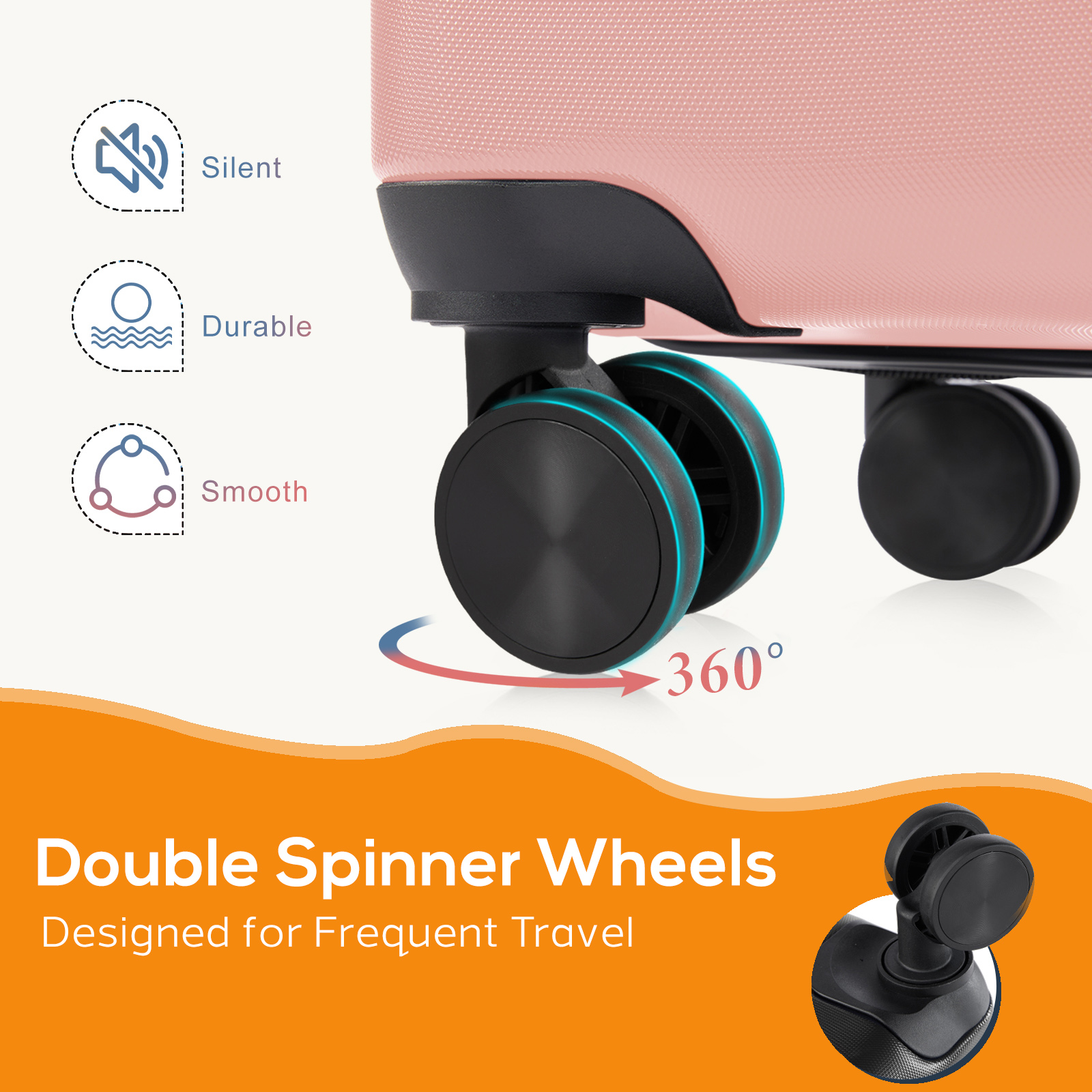 20 Inch Luggage, Hard Shell with Spinner Wheels, TSA Lock, Black