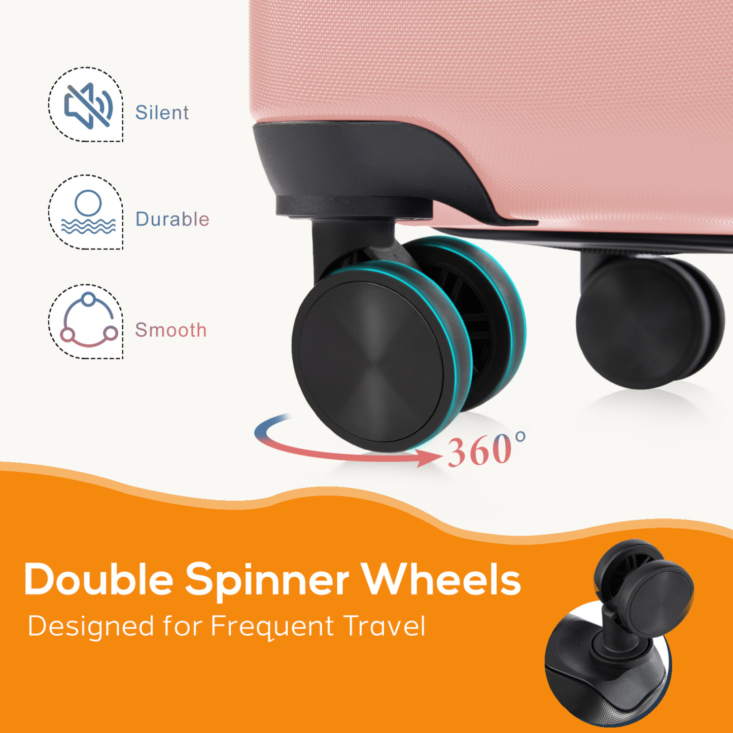 20 Inch Luggage, Hard Shell with Spinner Wheels, TSA Lock, Black