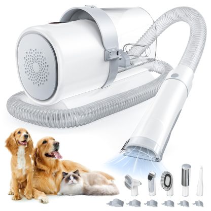 Dog Grooming Vacuum Kit with Cordless Clippers, 2.5L Cup, 3 Suction Modes, and 5 Grooming Tools, Trimmer for Shedding Pet Hair
