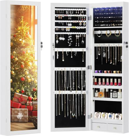 Aidoly Jewelry Armoire with LED Lights and Full-Length Mirror