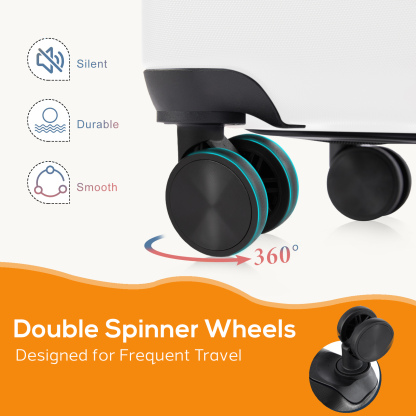 20 Inch Luggage, Hard Shell with Spinner Wheels, TSA Lock, Black