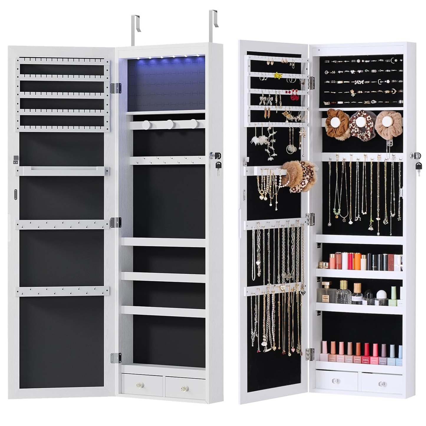 Aidoly Jewelry Armoire with LED Lights and Full-Length Mirror