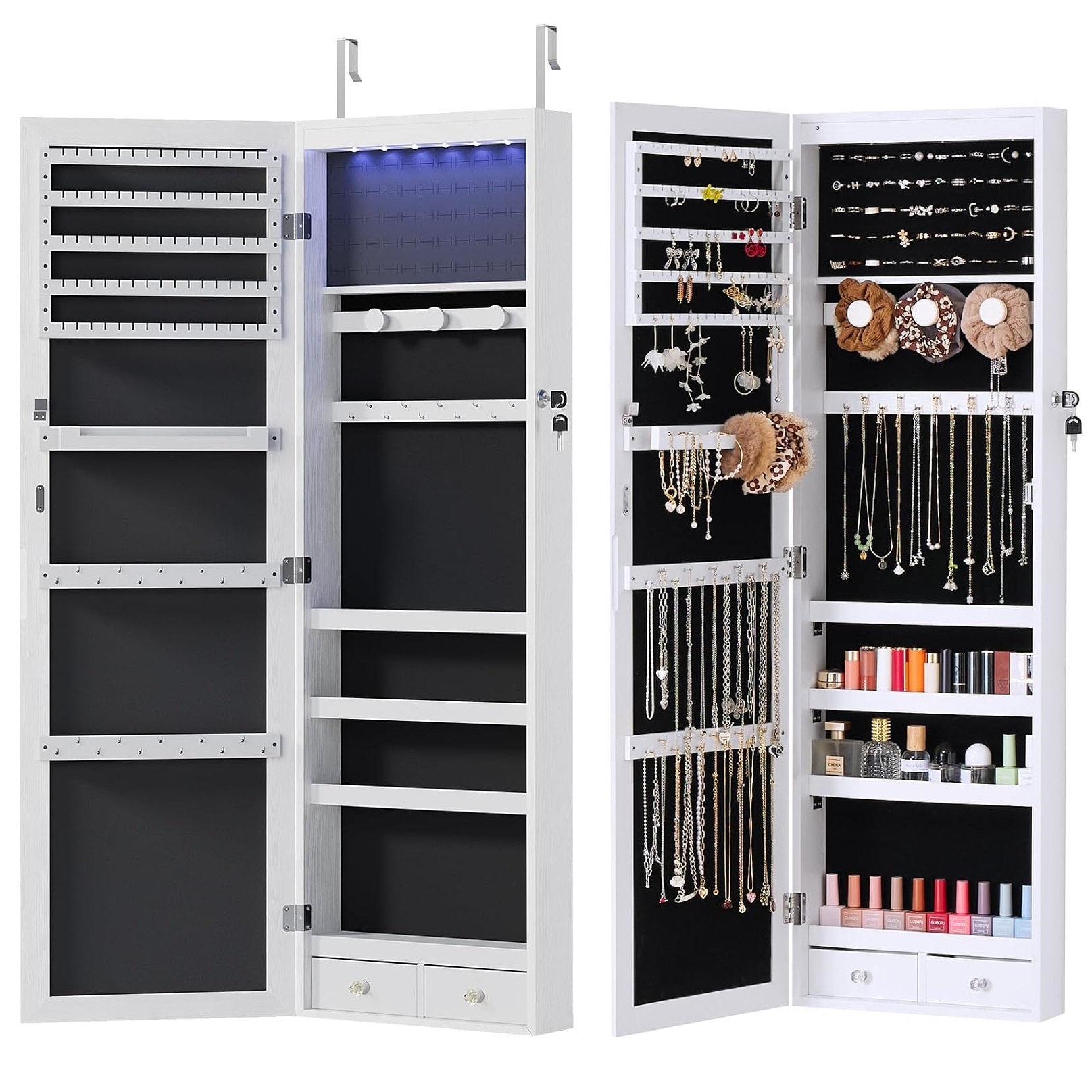 Aidoly Jewelry Armoire with LED Lights and Full-Length Mirror