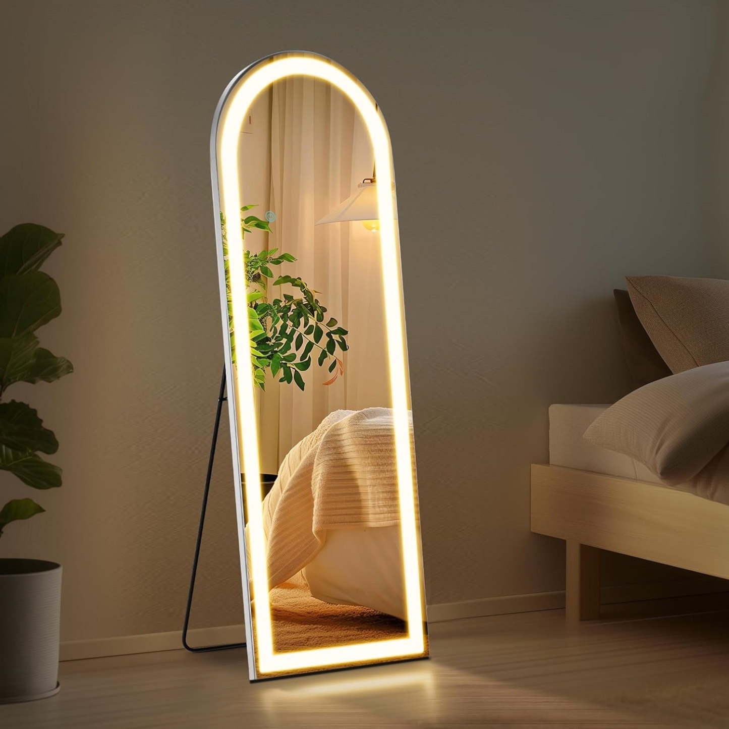 Full-Length LED Lighted Mirror with Adjustable Lighting, Wall Mirror