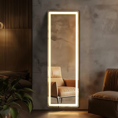 Full-Length LED Lighted Mirror with Adjustable Lighting, Wall Mirror