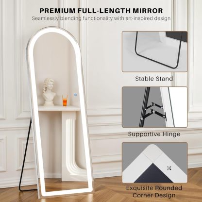 Full-Length LED Lighted Mirror with Adjustable Lighting, Wall Mirror