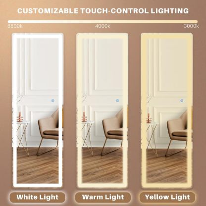 Full-Length LED Lighted Mirror with Adjustable Lighting, Wall Mirror