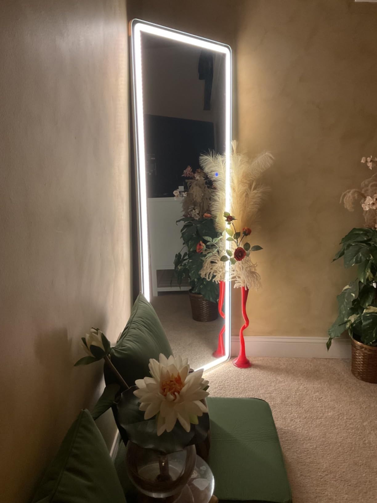 Full-Length LED Lighted Mirror with Adjustable Lighting, Wall Mirror