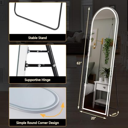 Full-Length LED Lighted Mirror with Adjustable Lighting, Wall Mirror