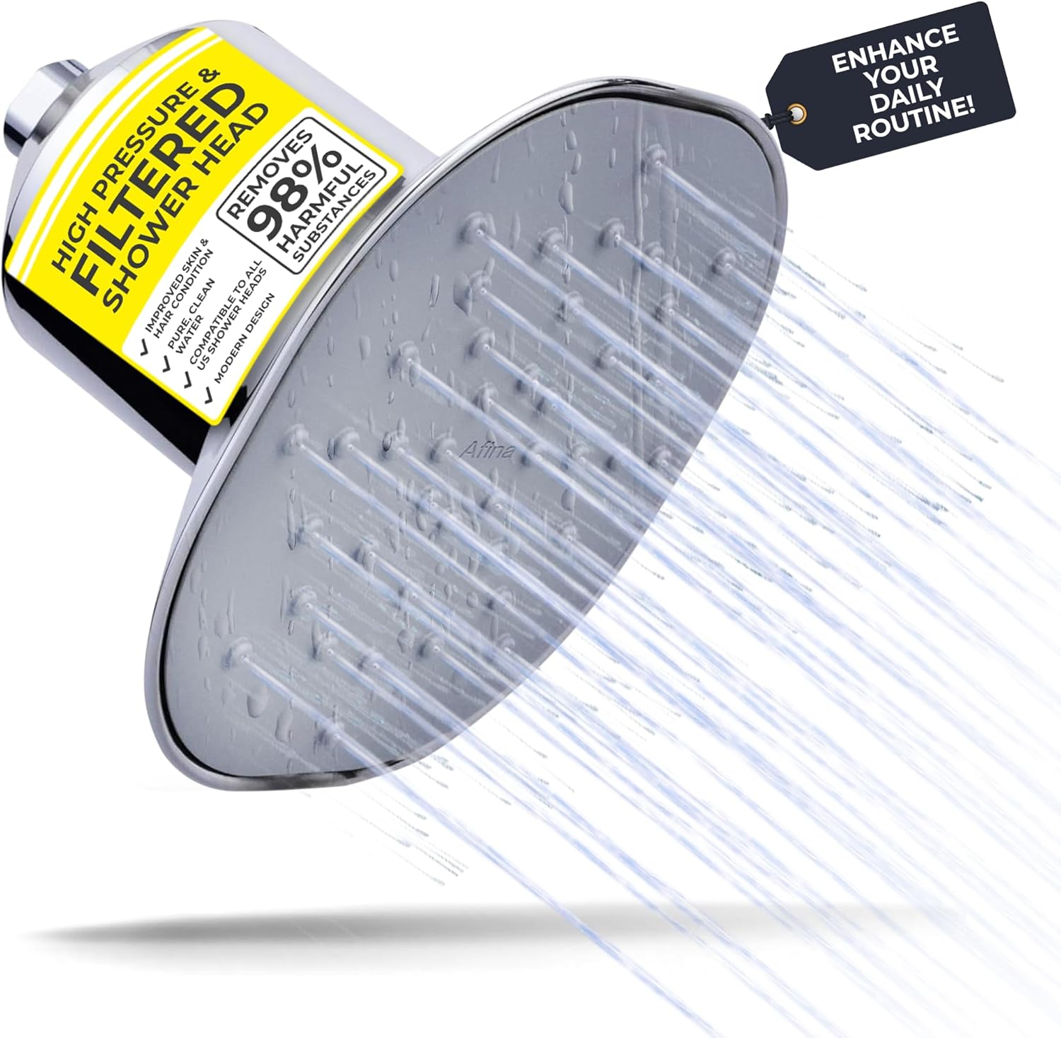 High Pressure Filtered Shower Head - Advanced Filtration for Hair, Skin & Nails - Reduces Itchiness, Blemishes, Dryness - Easy Install & Universal Fit with Long-Lasting Filters (Chrome)