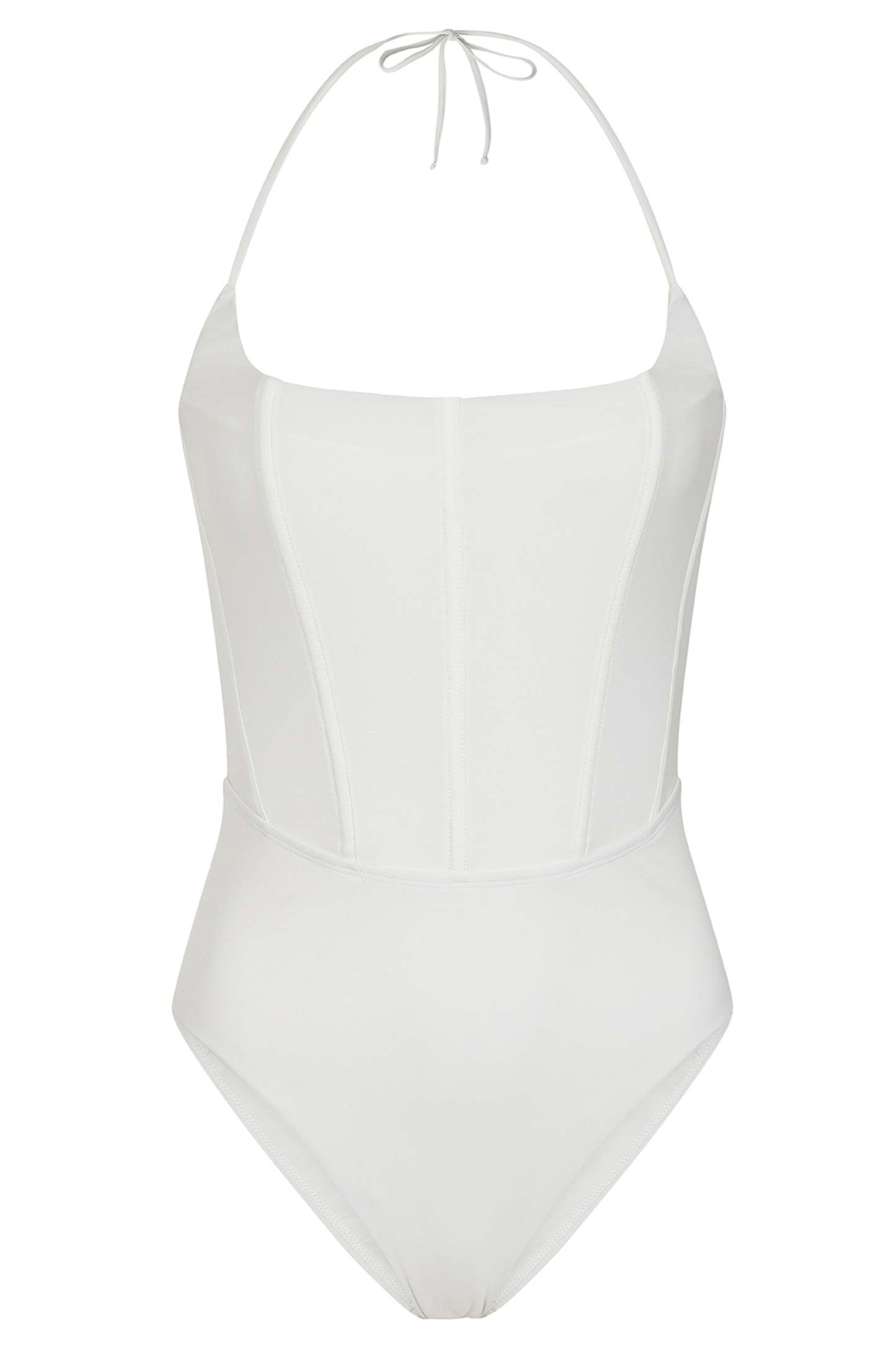 After Sun White Corset Halter Swimsuit-Fashionmomo.All Rights Reserved