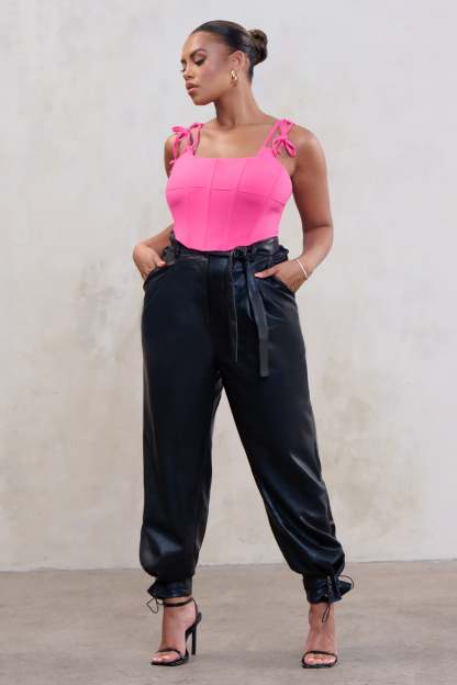 Forever Plus Black Oversized Adjustable Hem Trousers-Fashionmomo.All Rights Reserved