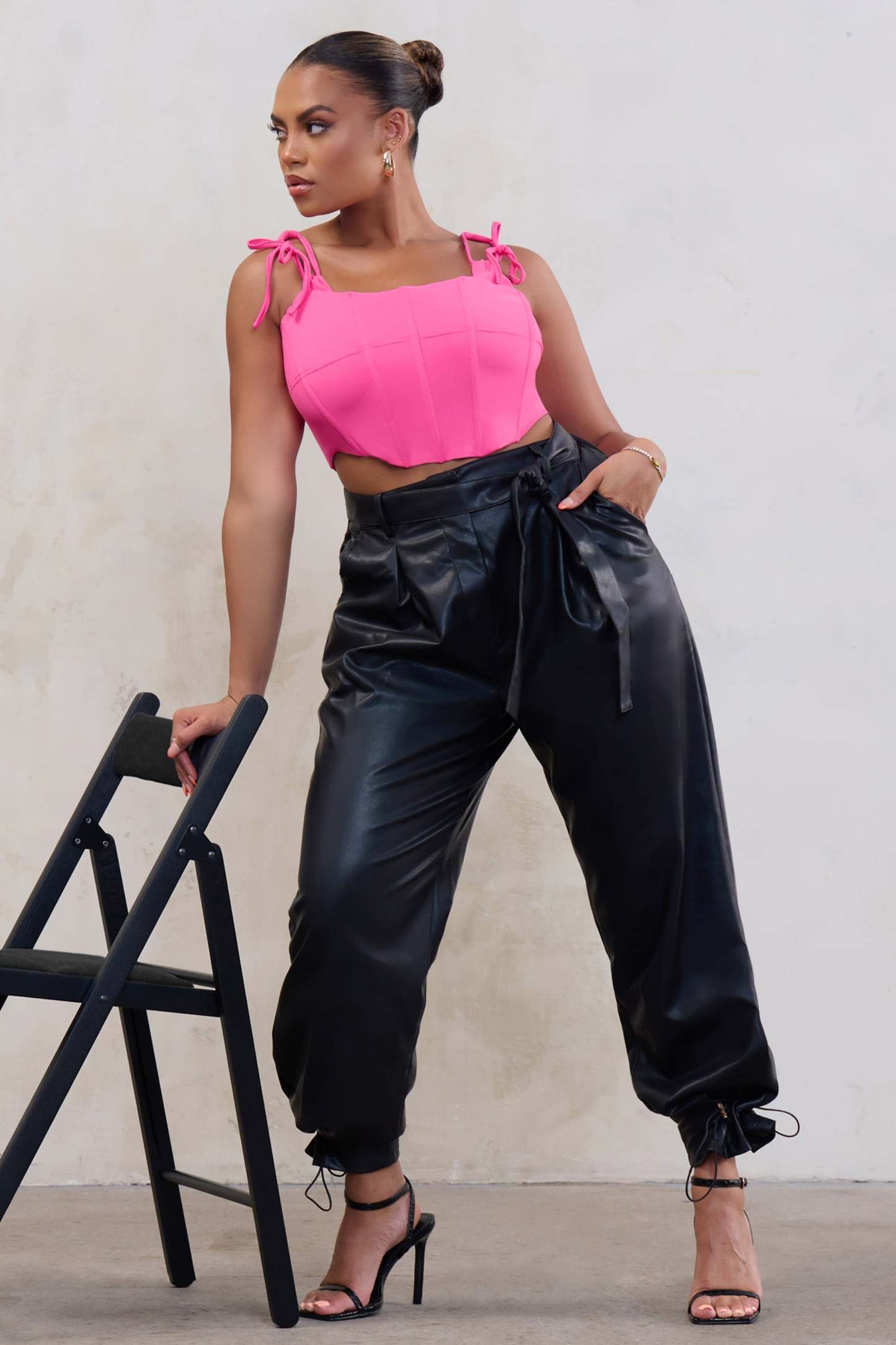 Forever Plus Black Oversized Adjustable Hem Trousers-Fashionmomo.All Rights Reserved