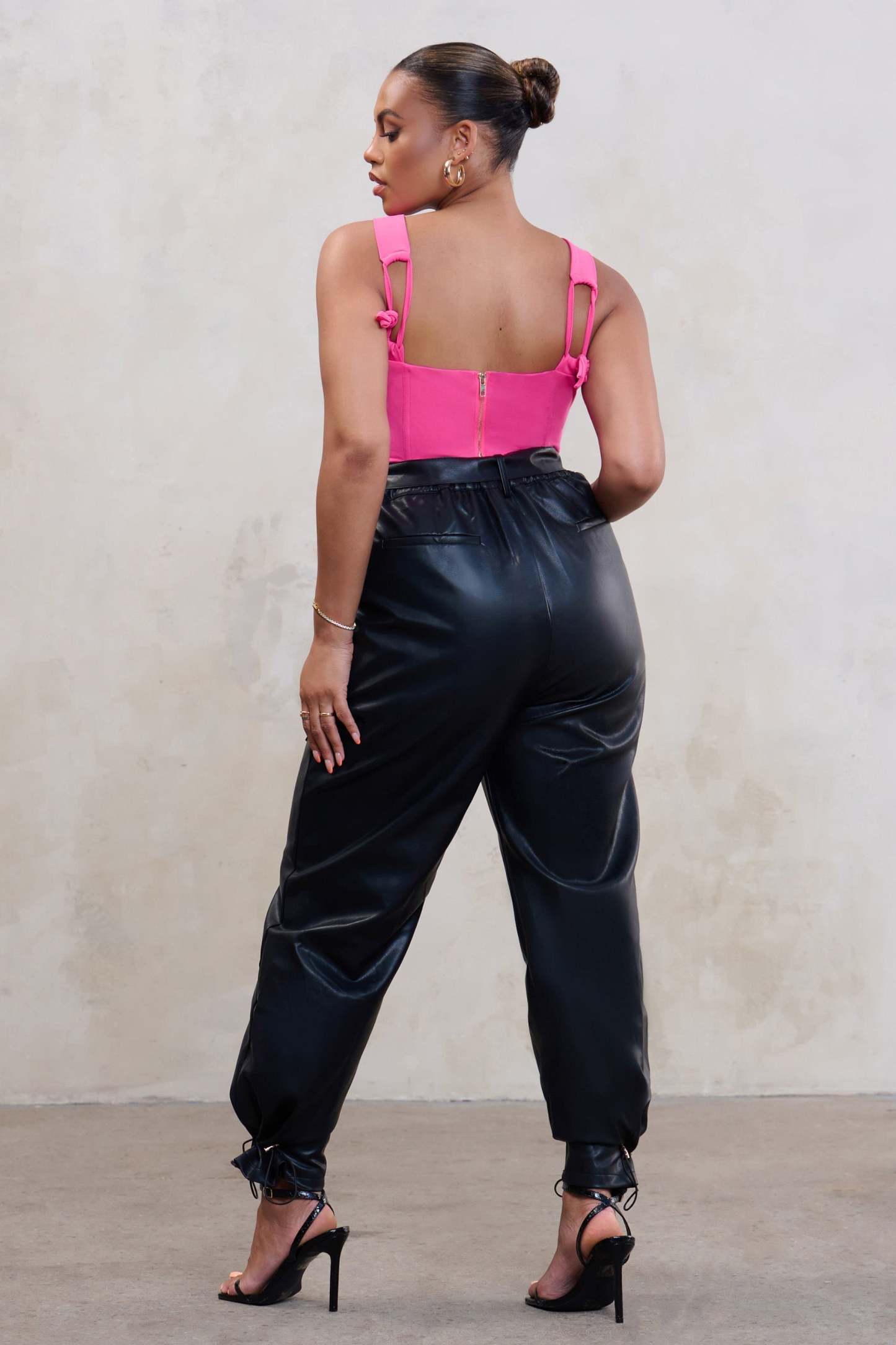 Forever Plus Black Oversized Adjustable Hem Trousers-Fashionmomo.All Rights Reserved